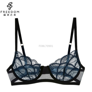 Mesdames nouvelle conception pure dentelle underwire 3/4 modèle coupe soutien-gorge de soutien-gorge complet transparent